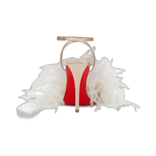 Feather-Embellished Sandals