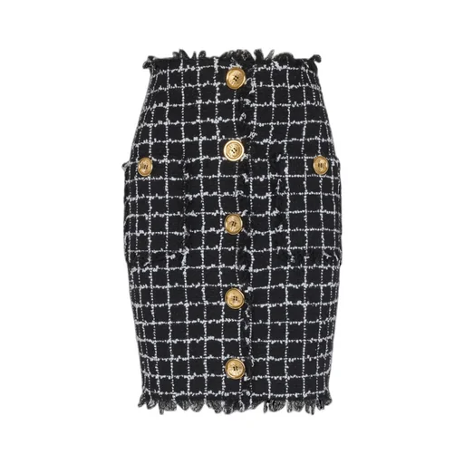 Tweed Pencil Skirt With Buttons
