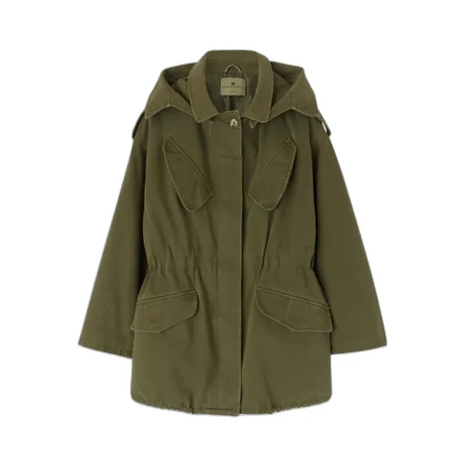 Canvas Parka With Hood And Flared Sleeve