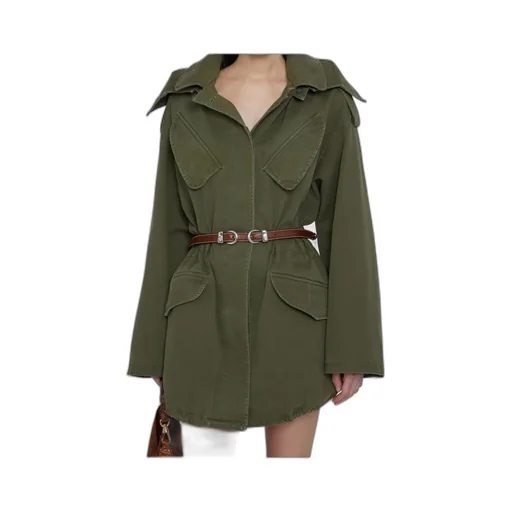 Canvas Parka With Hood And Flared Sleeve