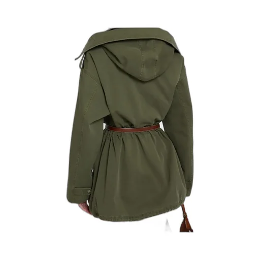 Canvas Parka With Hood And Flared Sleeve