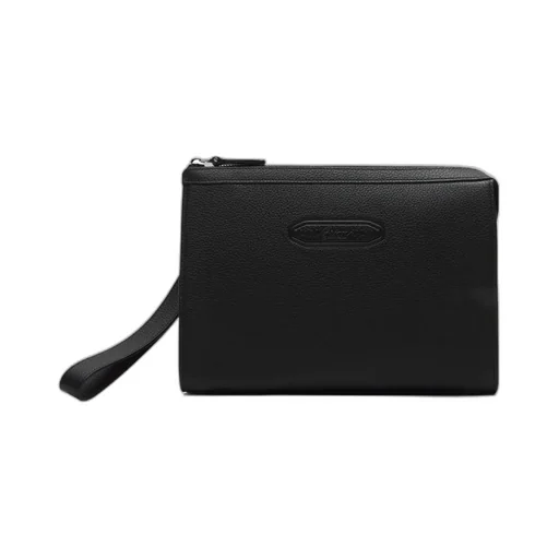 Black Grained Calf Leather Pouch