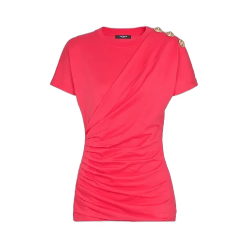 Balmain Buttons Draped T-Shirt