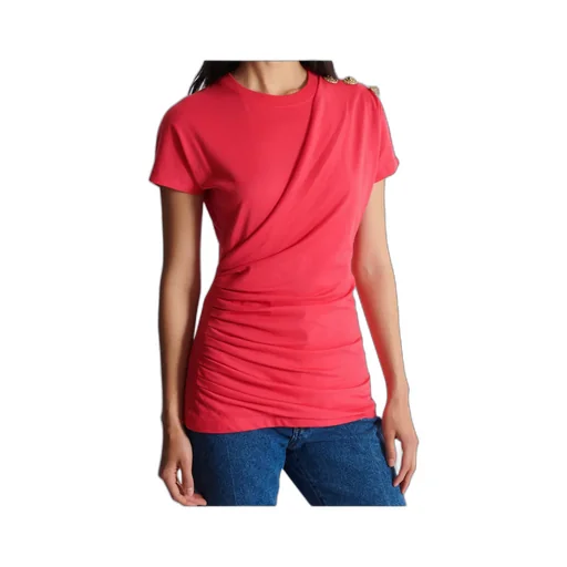 Balmain Buttons Draped T-Shirt