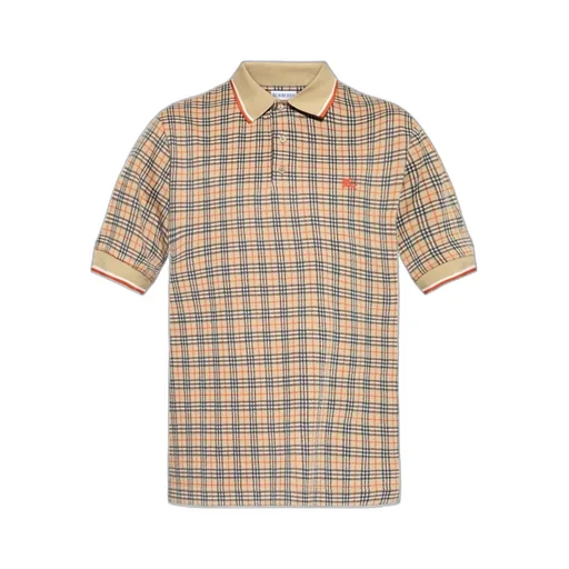 Burberry Ekd Embroidered Checked Short Sleeved Polo Shirt