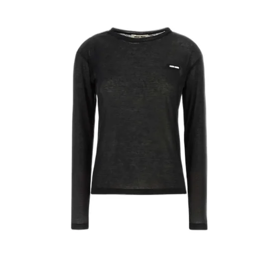 Miu Miu Logo-Patch Long-Sleeved T-Shirt