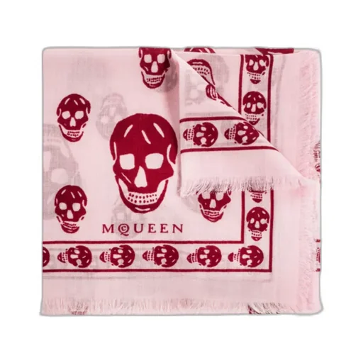 Alexander Mcqueen Skull Printed Fringed Edge Scarf