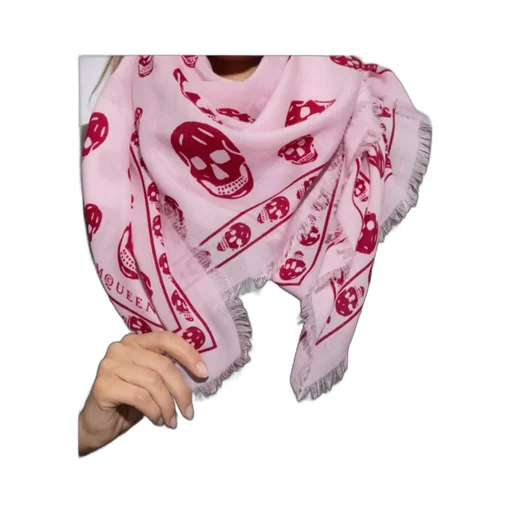 Alexander Mcqueen Skull Printed Fringed Edge Scarf