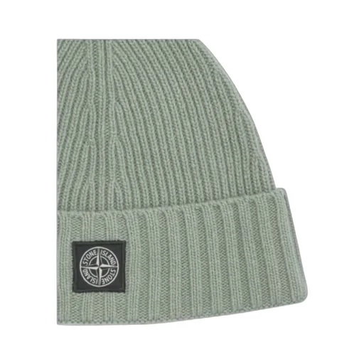 Stone Island Junior Logo Patch Ribbed Beanie