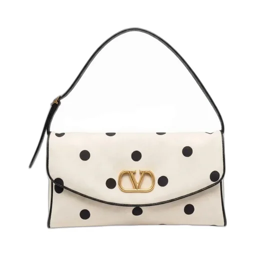 Valentino Garavani Devain Small Shoulder Bag In Moiré Plus De Pois Fabric