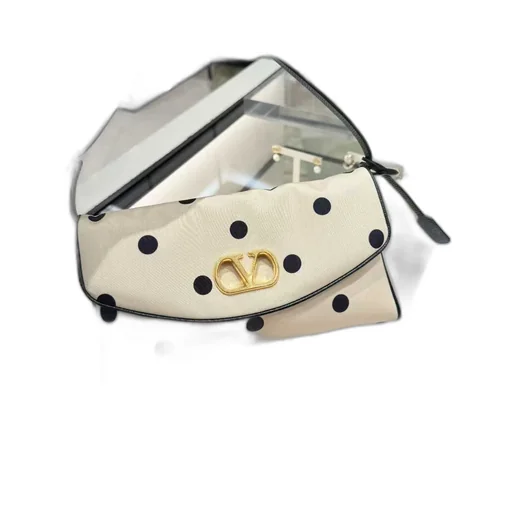 Valentino Garavani Devain Small Shoulder Bag In Moiré Plus De Pois Fabric