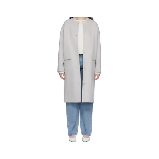 Gray Kerry Wool Cashmere Drap Oval Coat