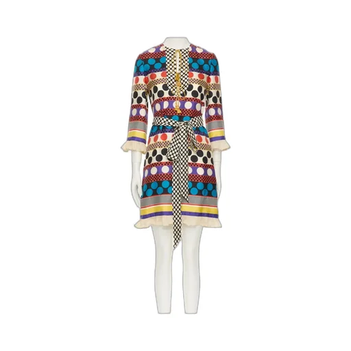 Lace-Up Print Dress