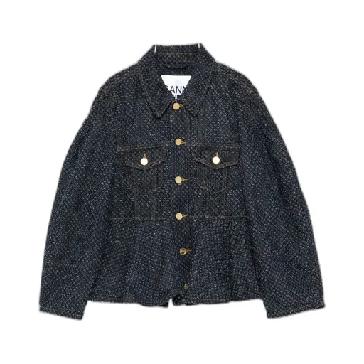 Ganni Buttoned Denim Peplum Jacket