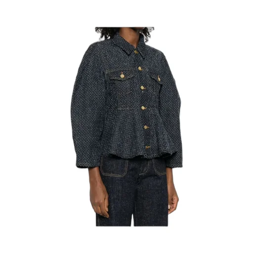 Ganni Buttoned Denim Peplum Jacket