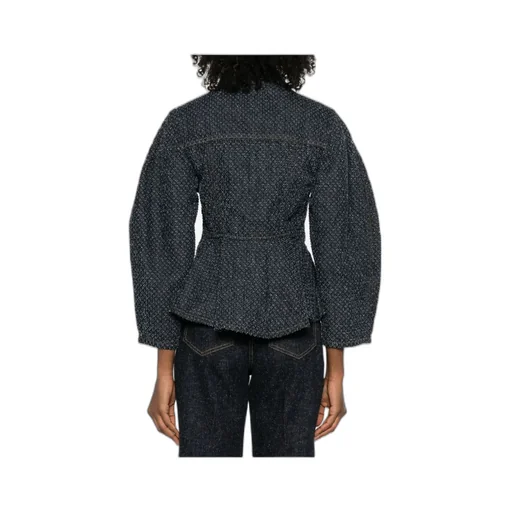 Ganni Buttoned Denim Peplum Jacket