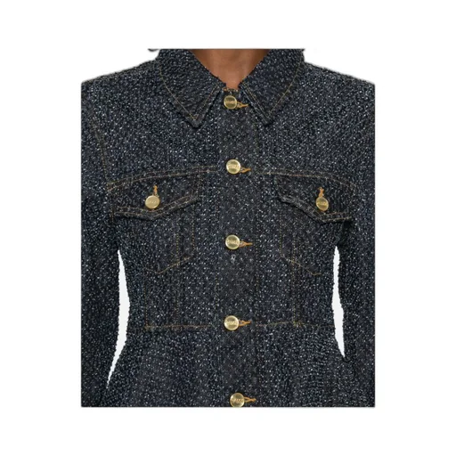 Ganni Buttoned Denim Peplum Jacket