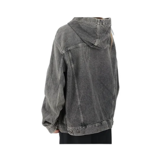 Hooded Denim Jacket Washed Black