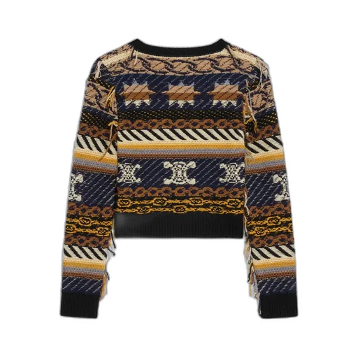 V-Neck Sweater In Jacquard Cashmere