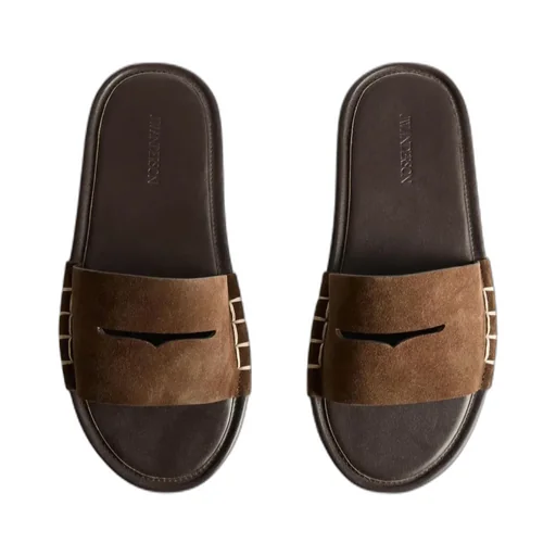Loafer Mule Slides In Brown