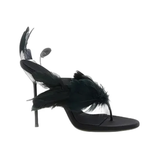 Paris Texas Lidia Feather Thong Mules