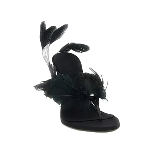 Paris Texas Lidia Feather Thong Mules