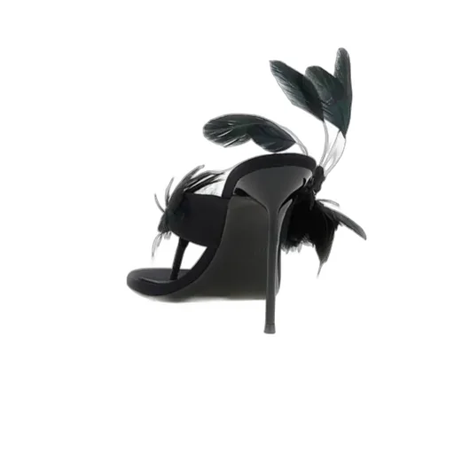 Paris Texas Lidia Feather Thong Mules