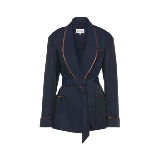 Maison Margiela Belted Piped Trim Blazer