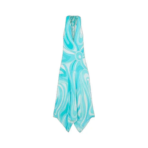 Marmo-Print V-Neck Asymmetric Dress