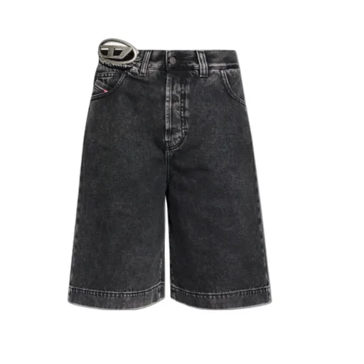 Diesel Logo Plaque Knee-Length Denim Shorts
