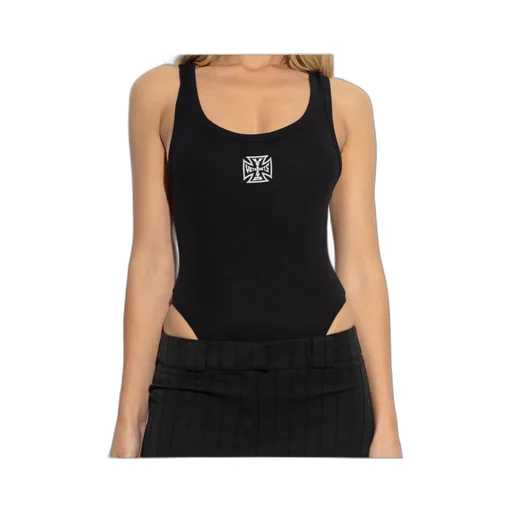 Vetements Logo Printed Ribbed Sleeveless Bodysuit