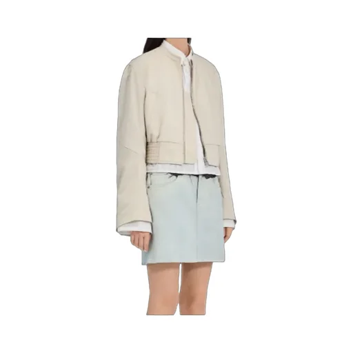 Mm6 Maison Margiela Zip-Up Cropped Bomber Jacket