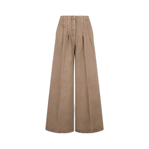 Wide-Leg Pleated Jeans