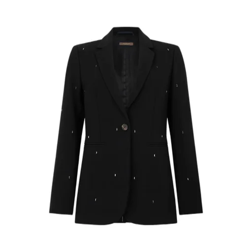 Crystal-Embellished Single-Breasted Blazer