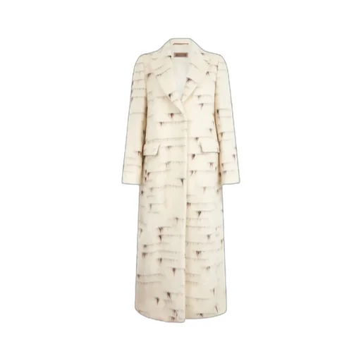 Abstract-Pattern Brushed Coat