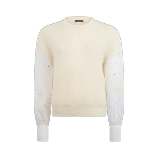 Sheer-Sleeve Knitted Jumper