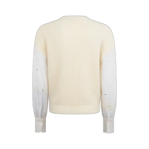 Sheer-Sleeve Knitted Jumper