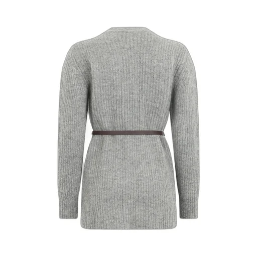 Sequin-Embellished Belted Cardigan