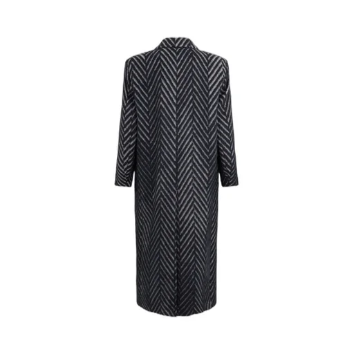 Chevron-Knit Double-Breasted Coat