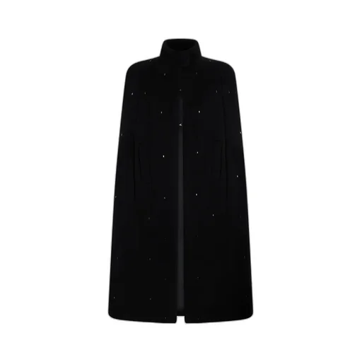 Crystal-Embellished Brushed Maxi Cape