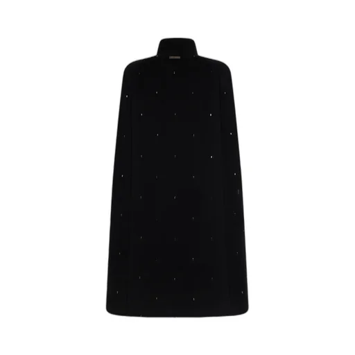 Crystal-Embellished Brushed Maxi Cape