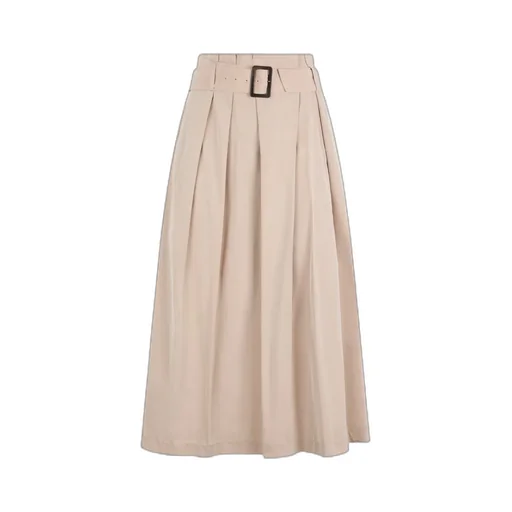 Pleated Belted Maxi Skirt