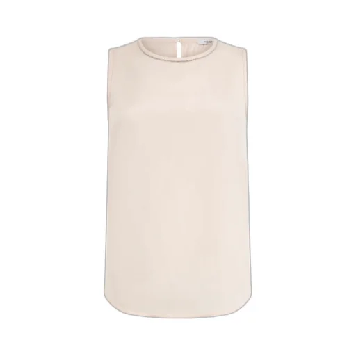 Beaded-Trim Sleeveless Silk Top