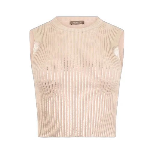 Round-Neck Metallic-Finish Tank Top