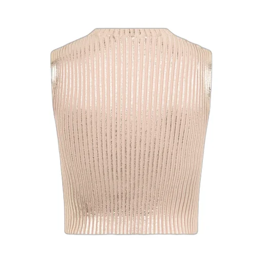 Round-Neck Metallic-Finish Tank Top