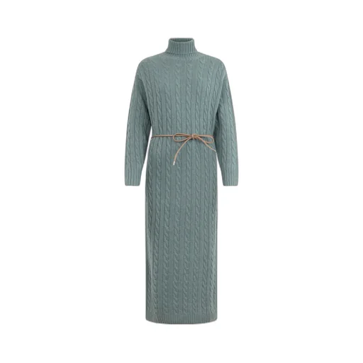 Long-Sleeve Turtleneck Midi Dress