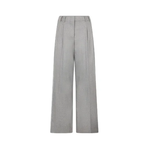 Herringbone-Pattern Wide-Leg Trousers