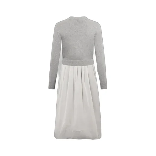 Knitted-Panel Flared Midi Dress