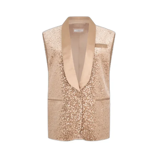 Sequin-Embellished Sleeveless Blazer