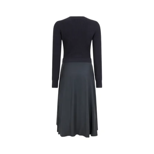 Contrasting-Stitch Knitted Midi Dress